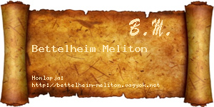Bettelheim Meliton névjegykártya